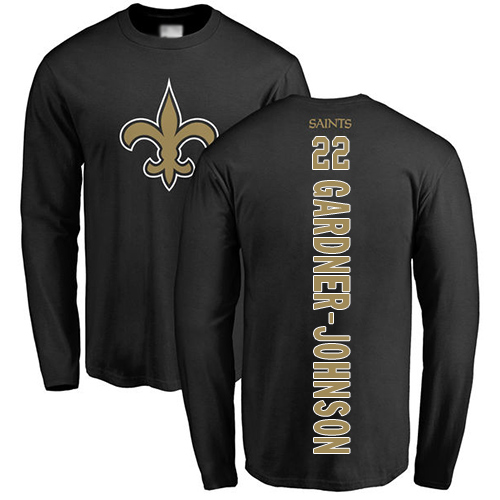 Men New Orleans Saints Black Chauncey Gardner Johnson Backer NFL Football #22 Long Sleeve T Shirt